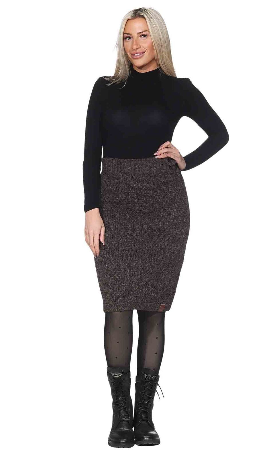KUNST UND MAGIE Strickrock Langer Rock Klassischer Boho Strickrock Winter Wolle
