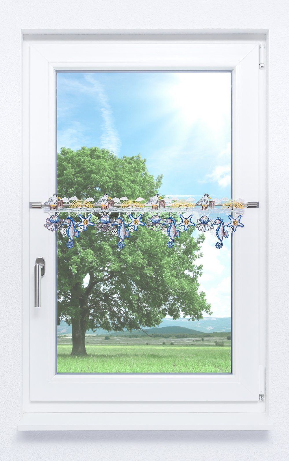 Plauener Spitze® Scheibengardine Meeresbrise, (1 St), günstig online kaufen
