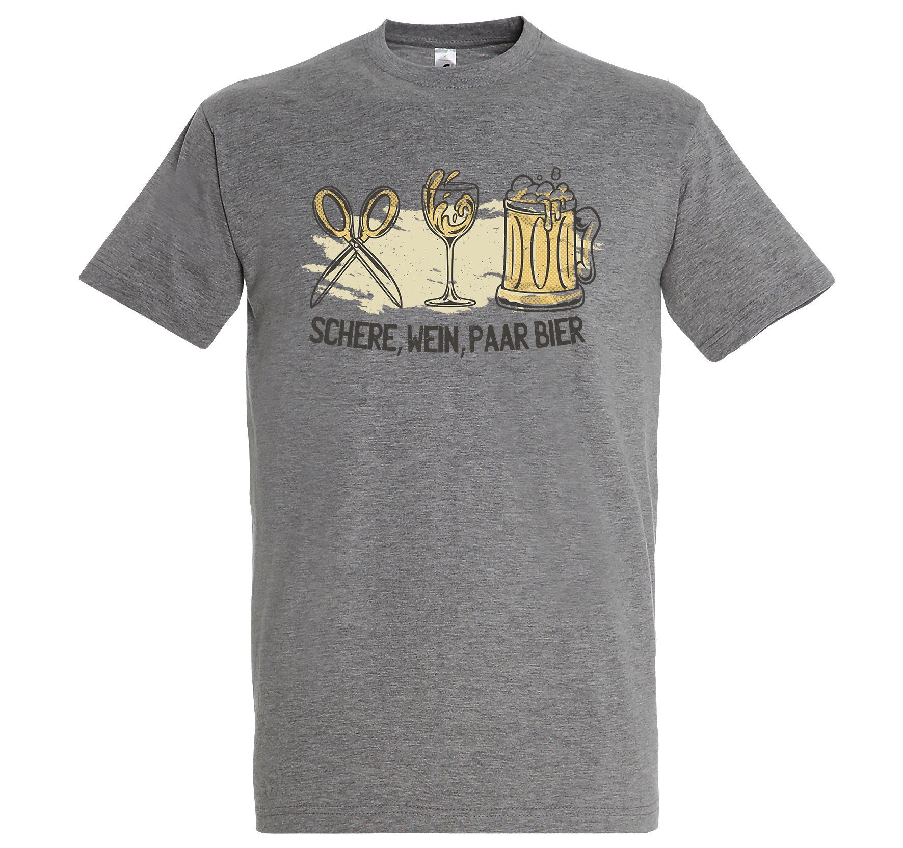 Youth Designz T-Shirt Schere, Wein, Paar Bier Herren Shirt mit trendigem Frontprint Grau