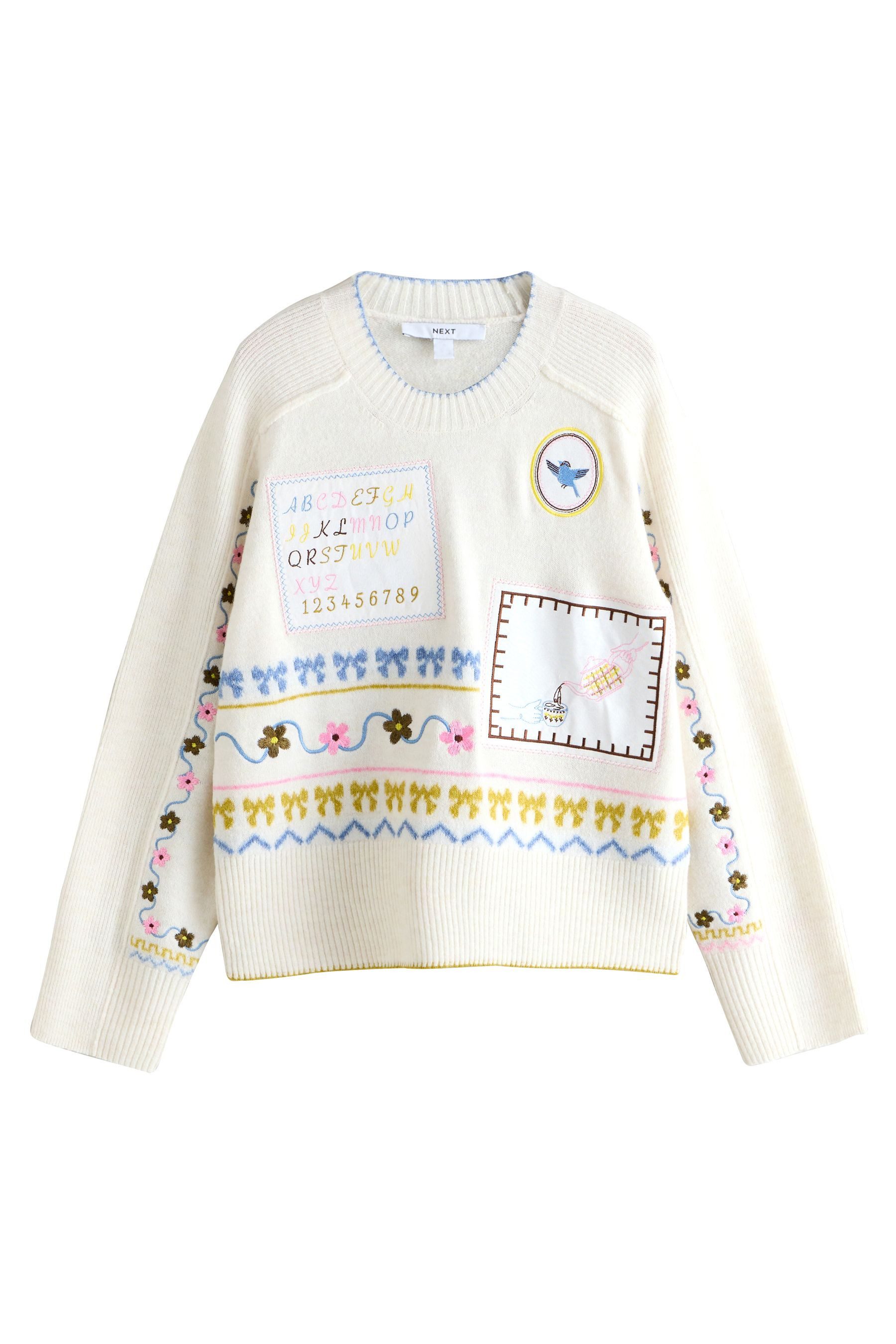 Ecru Embroidered