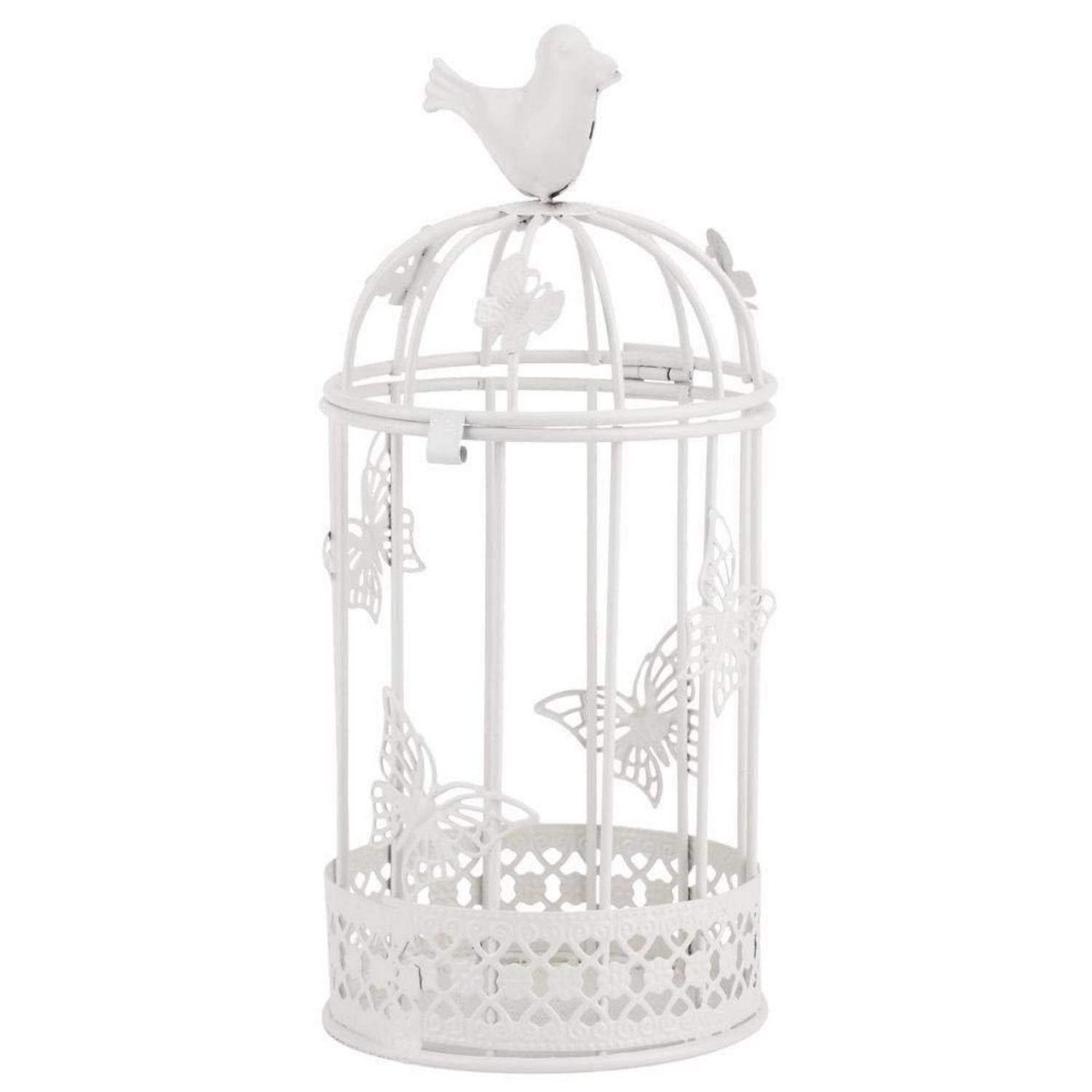 LuxusKollektion Tischkerzenhalter Kerzenhalter Vogelkäfig Weiss (1 St)