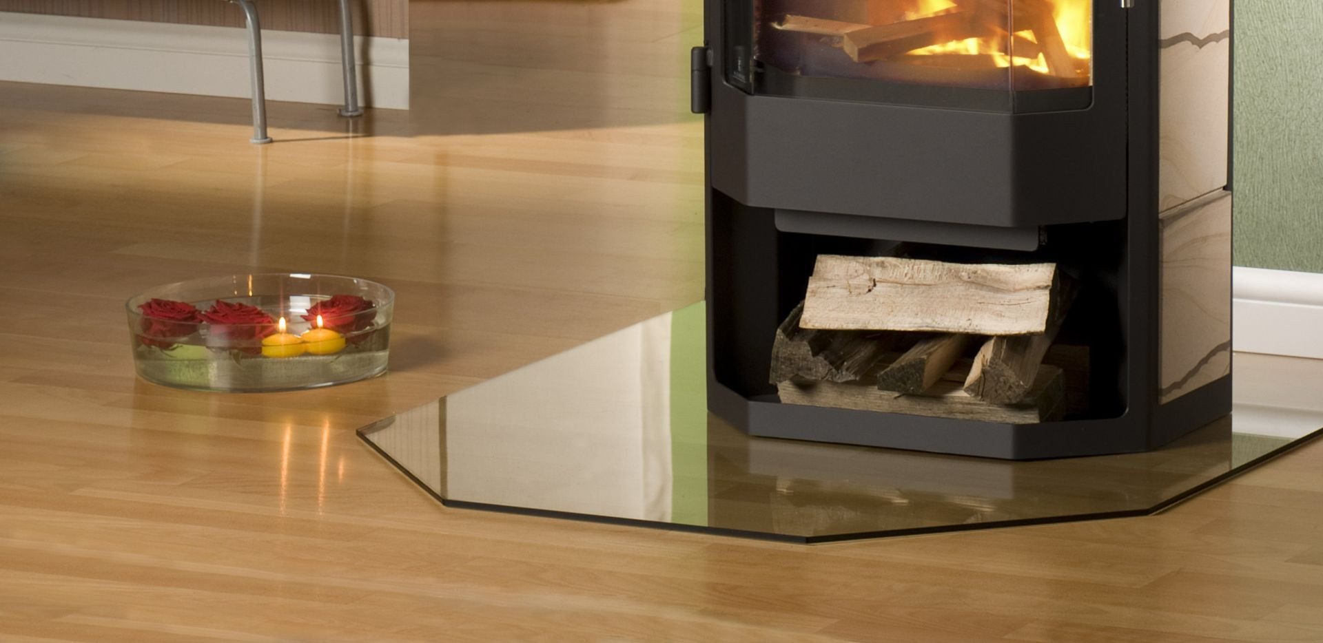 Firefix Bodenschutzplatte FireFix Bodenplatte Glas 120 x 100 cm Sechseck