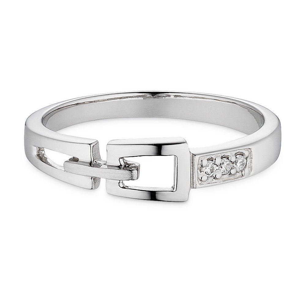 Bruno Banani Silberring Schmuck Geschenk Fingerring mit Gürtelschnallen-Optik, mit Zirkonia (synth)