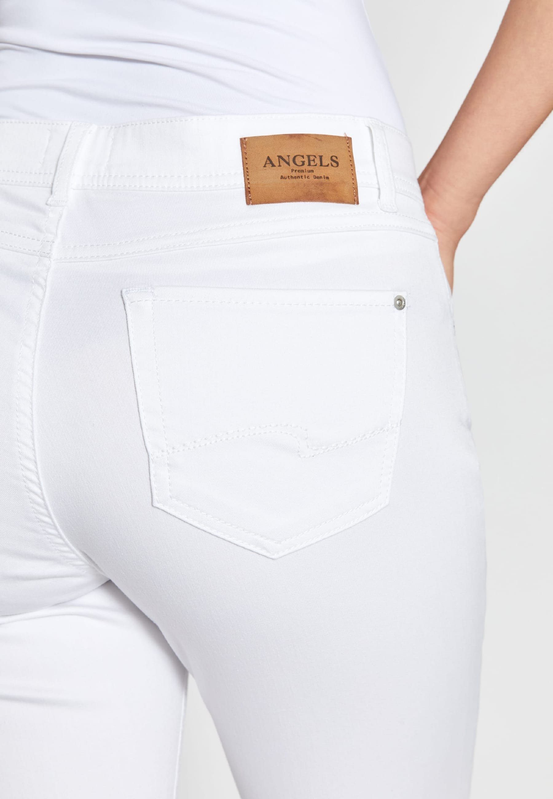 Cotton mit mit 7/8-Jeans weiß Label-Applikationen Organic Ornella Jeans ANGELS