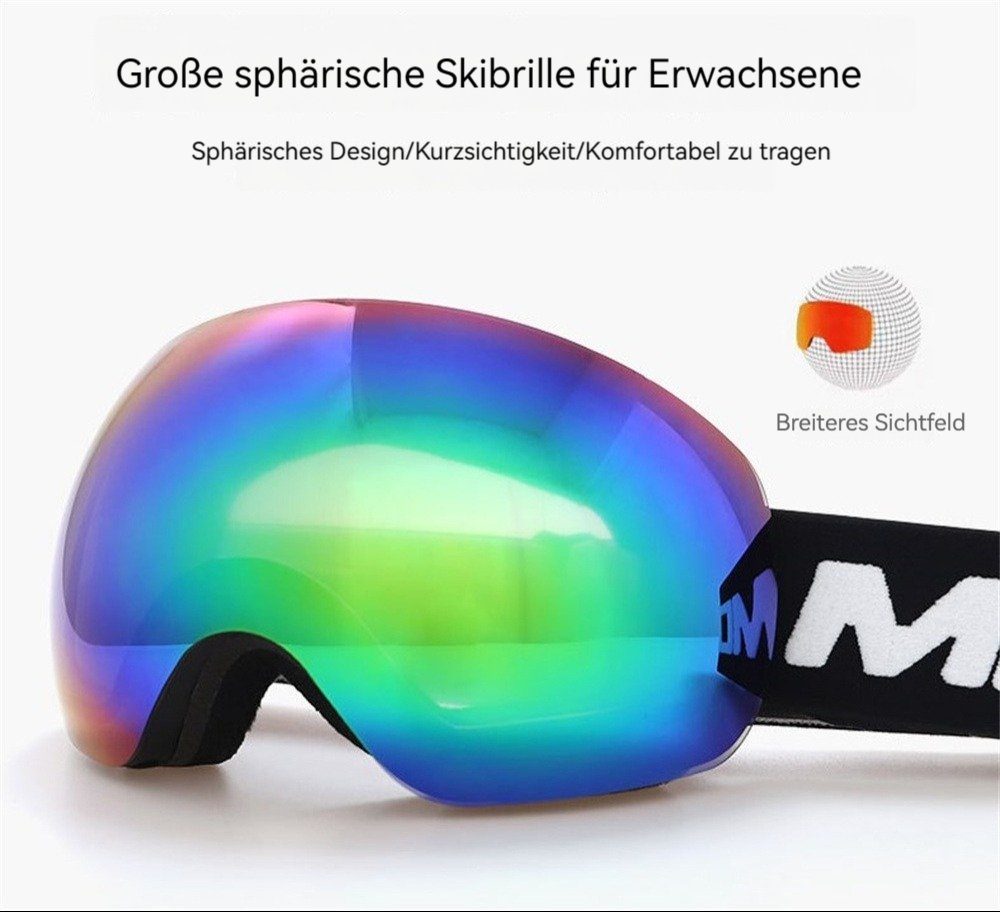 Damen, UV-Schutz mit Herren Dekorative UV Skibrille (1-St), für Schutz, Schutzbrille, Anti-Beschlag-Beschichtung sphärischer praktischer Skibrille