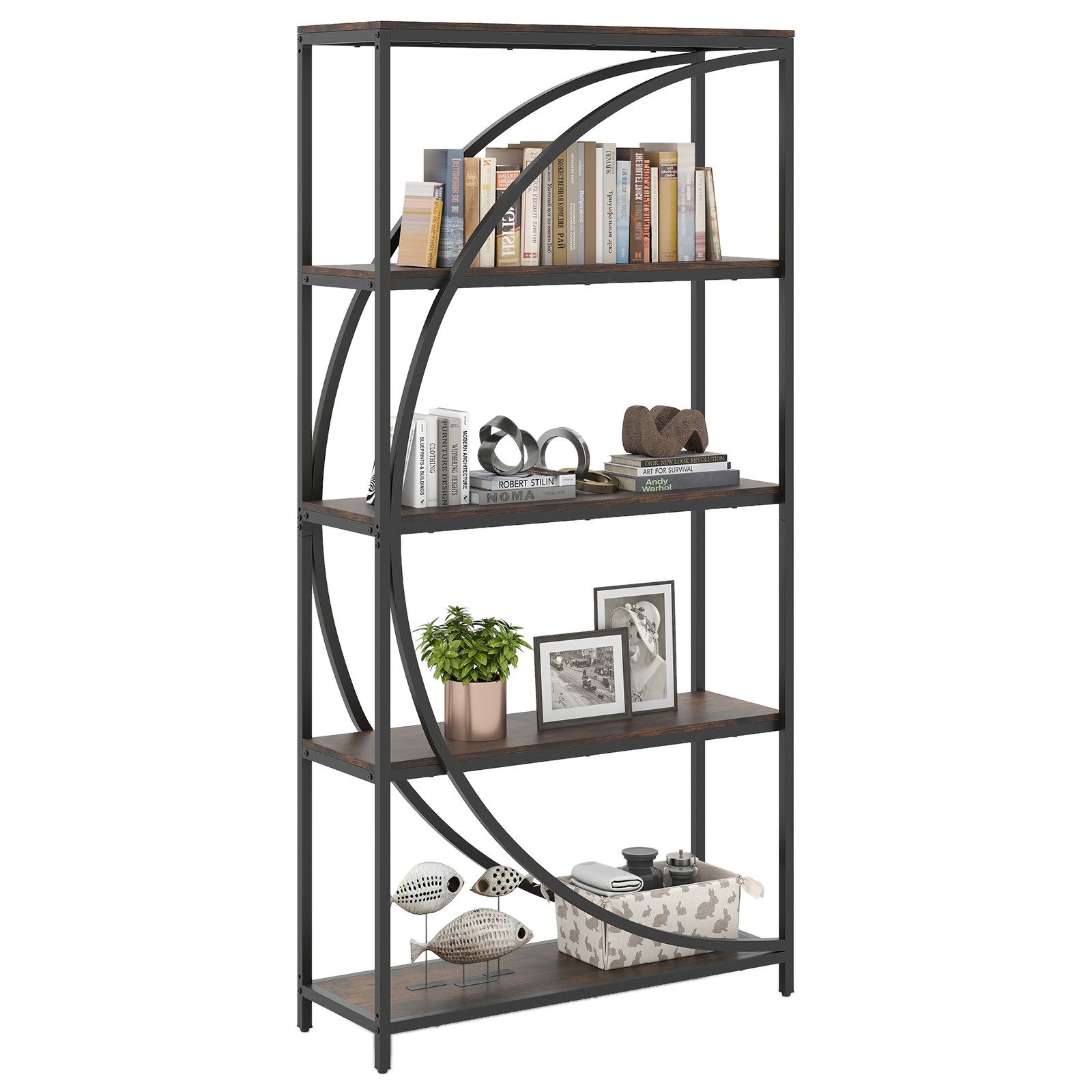 COSTWAY Bücherregal, 1-tlg., geometrisches Büroregal Metallrahmen 86 x 30 x 175 cm