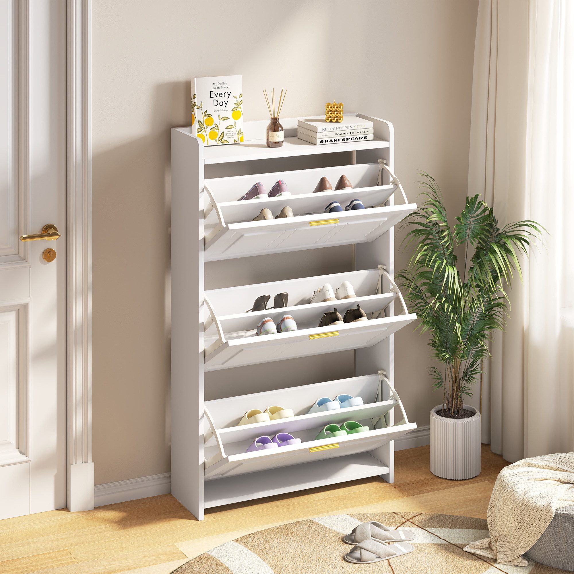 MODFU Schuhschrank Kompakter Flurschuhschrank, platzsparend 24 cm tief (Woh günstig online kaufen
