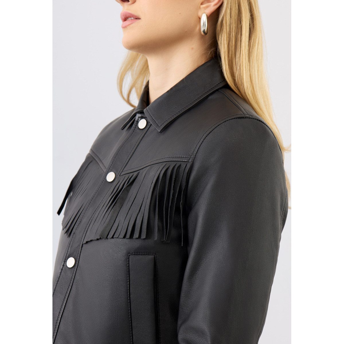Bolongaro Trevor Lederjacke Ginny Fringe Damen Bomberjacke, Freizeitjacke, Blazer, Pufferjacke, Übergangsjacke