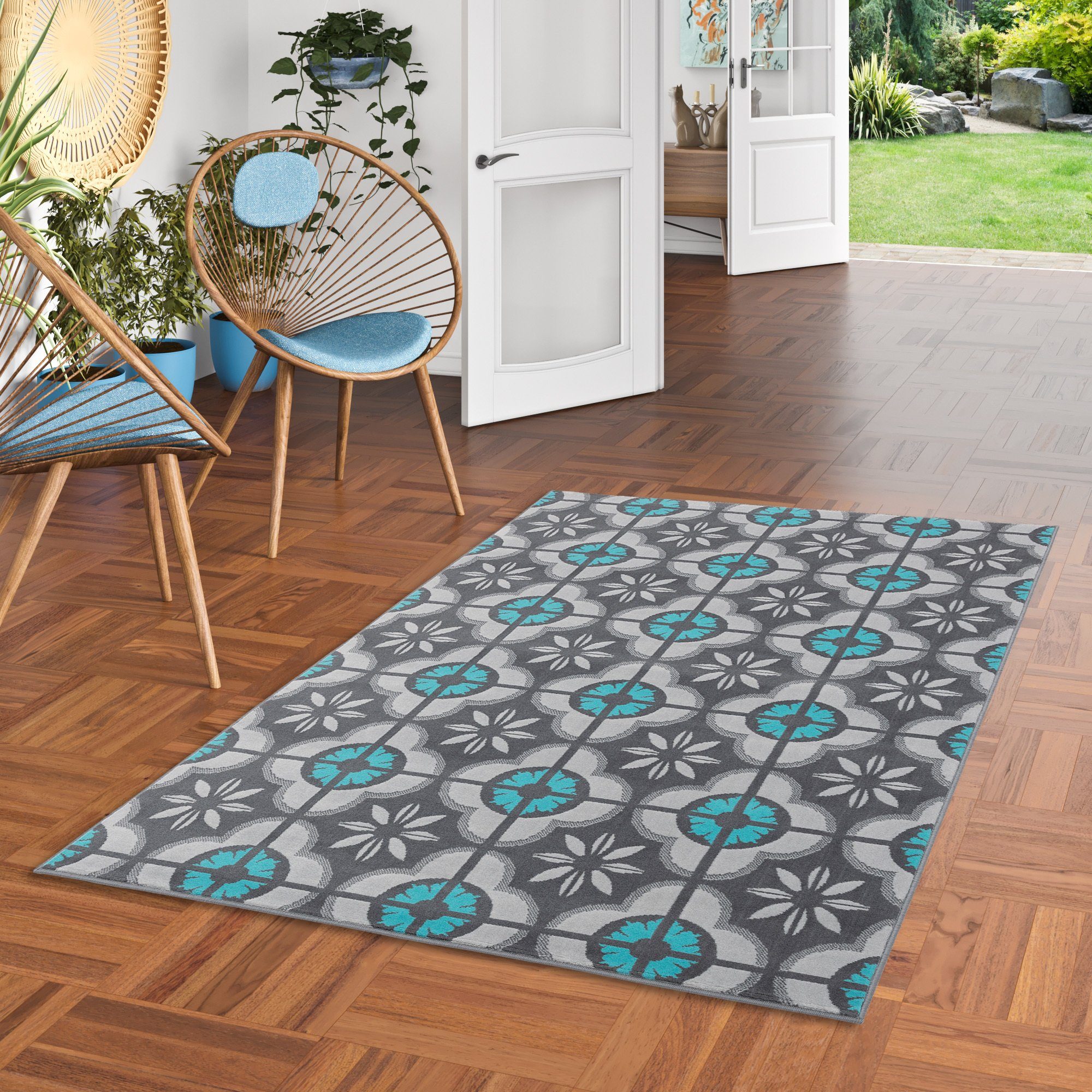 Pergamon Designteppich Designer Teppich Samba Modern Fliesenoptik, Rechteckig, Höhe: 6 mm