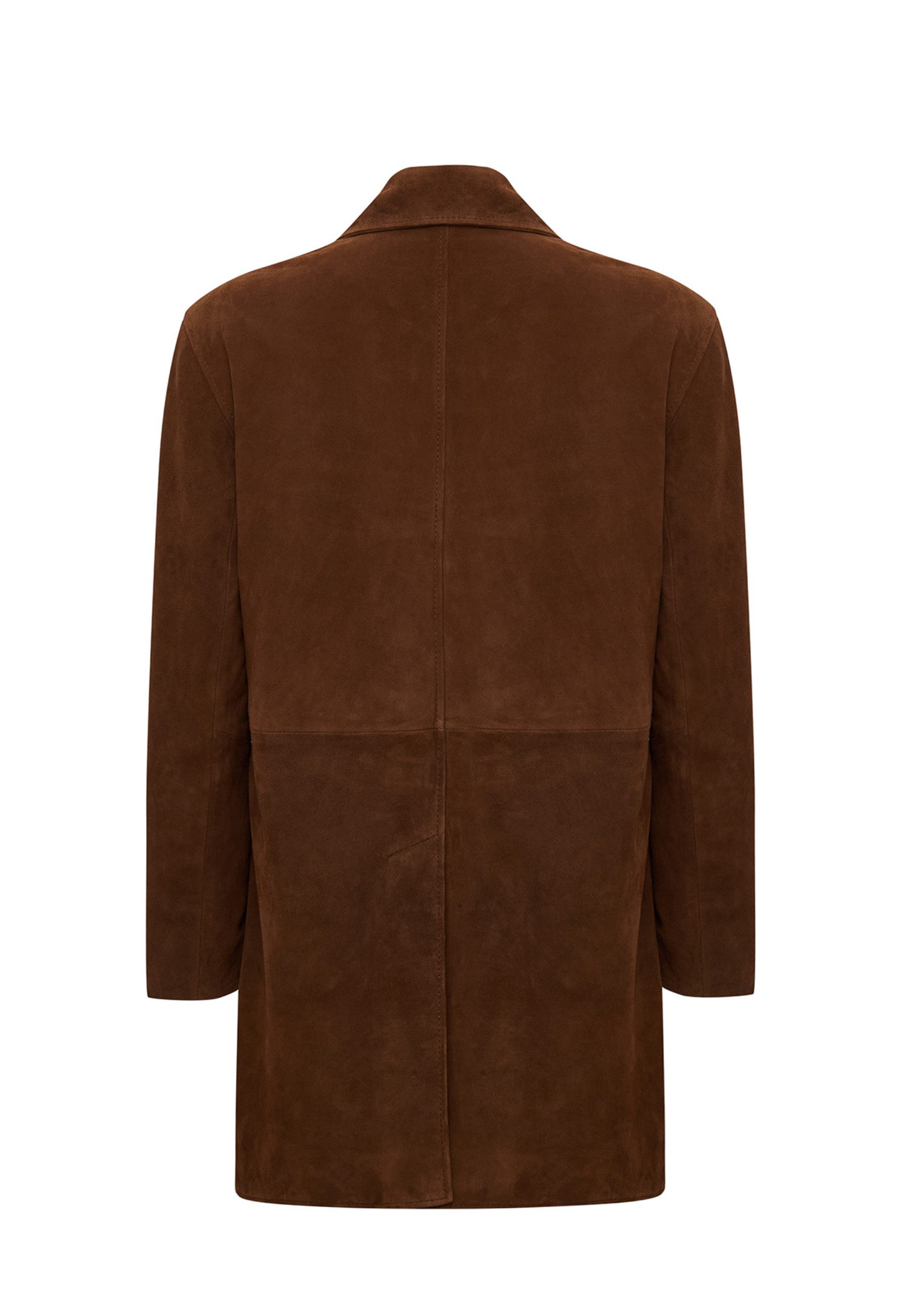 Derimod Lederjacke Emma Suede Leder-Mantel Regular Fit, Knopfverschluss, Re günstig online kaufen