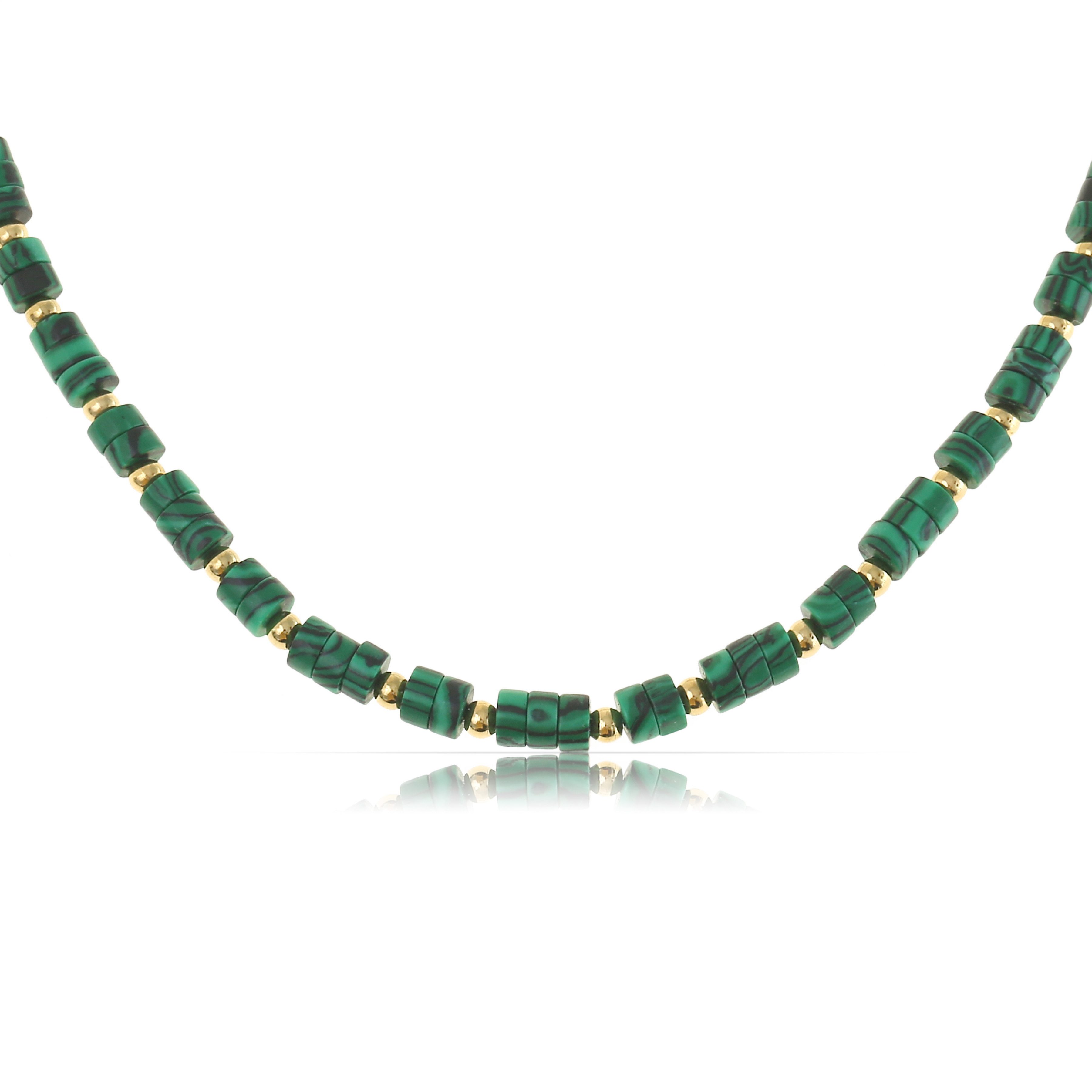 Made by Nami Perlenkette Damen Halskette bunt Naturstein verstellbar wasserfest hypoallergen, aus Naturstein – Boho-Stil – Sommerlich – mit Verlängerung