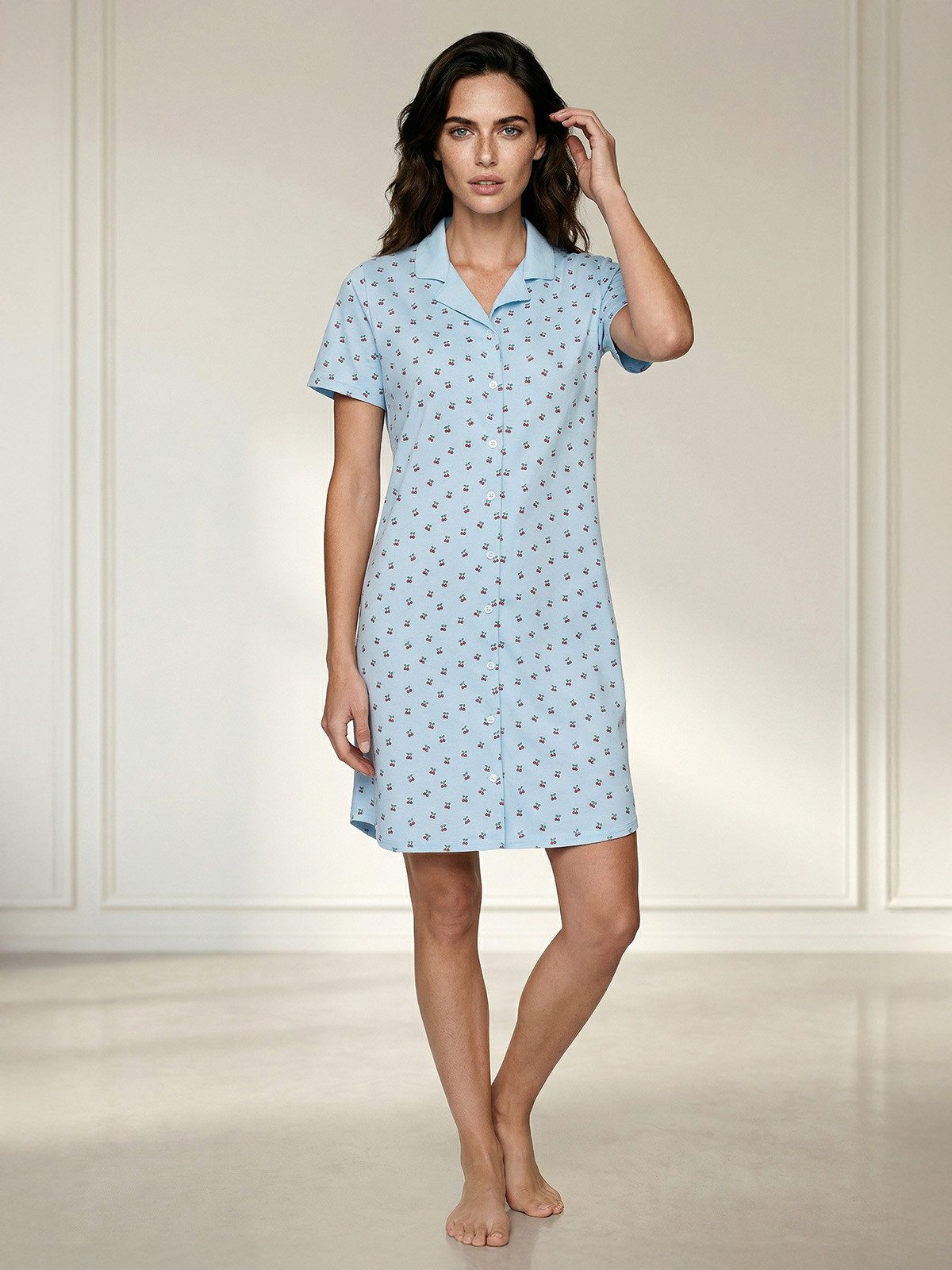 zeitlos Nachthemd Nachthemd Kurzarm - Milla Kirsche