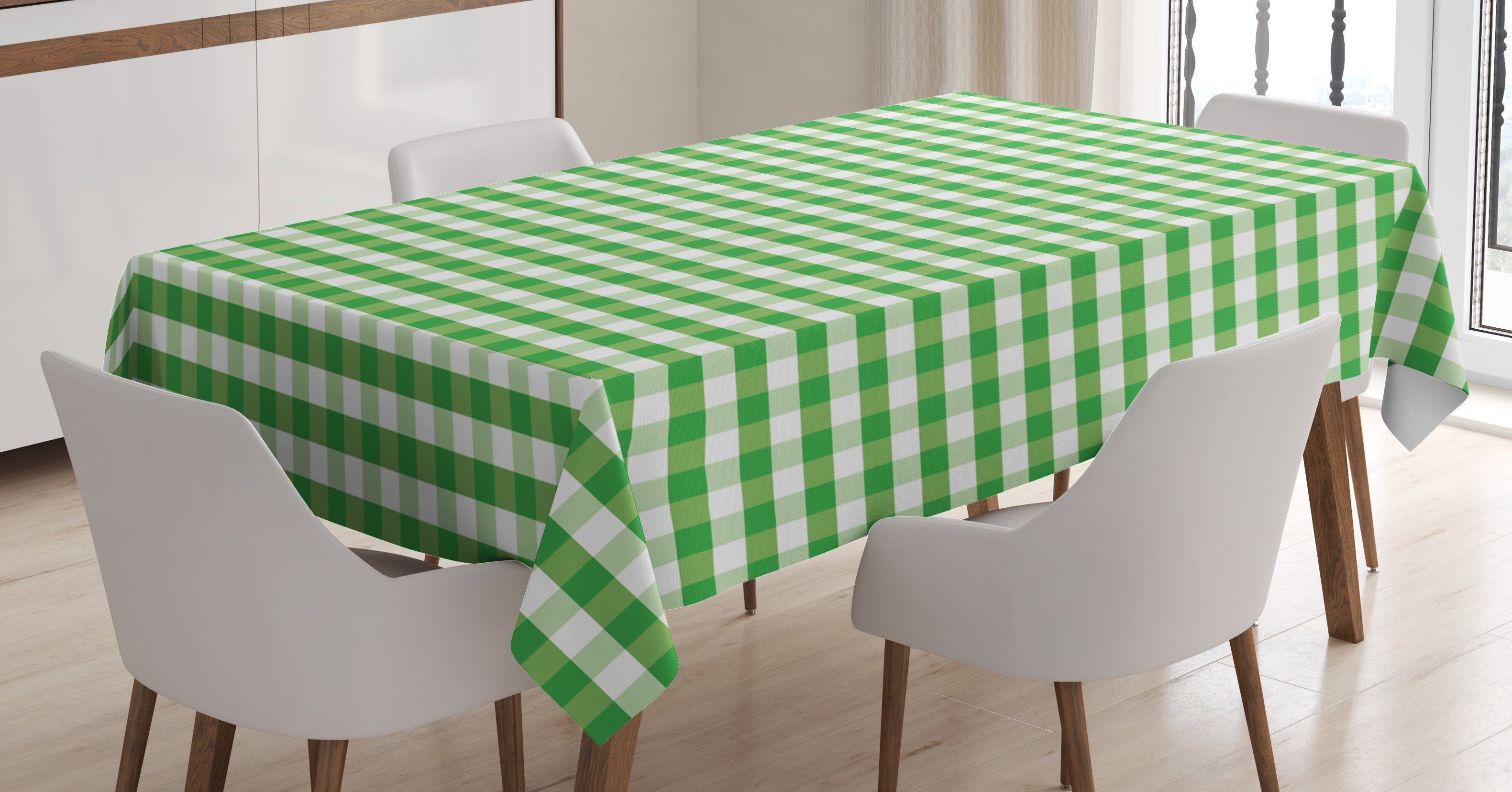 Abakuhaus Tischdecke Farbfest Für Klare Waschbar Grün Gingham Außen Farben, Bereich Geometrisch geeignet den Weiß