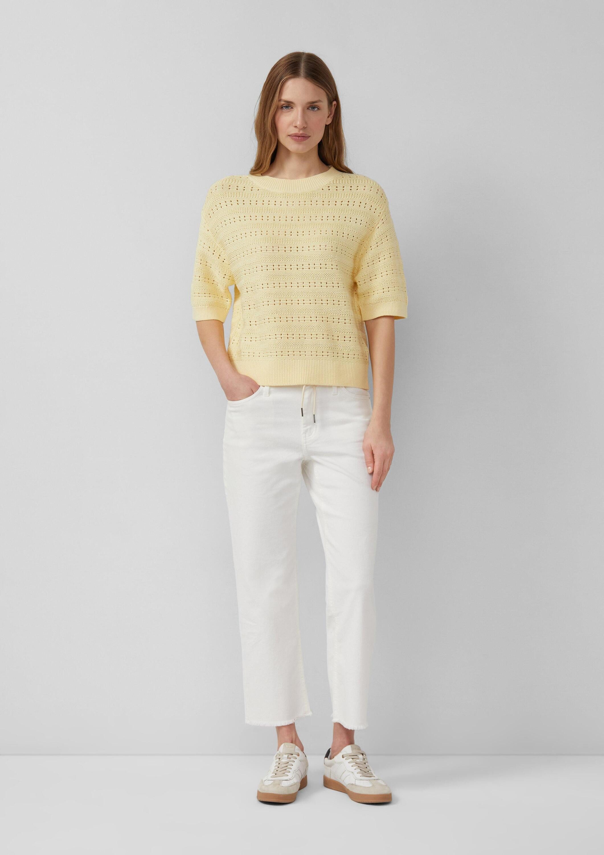s.Oliver Kurzarmpullover Strickpullover Ajour-Pullover mit Halbarm