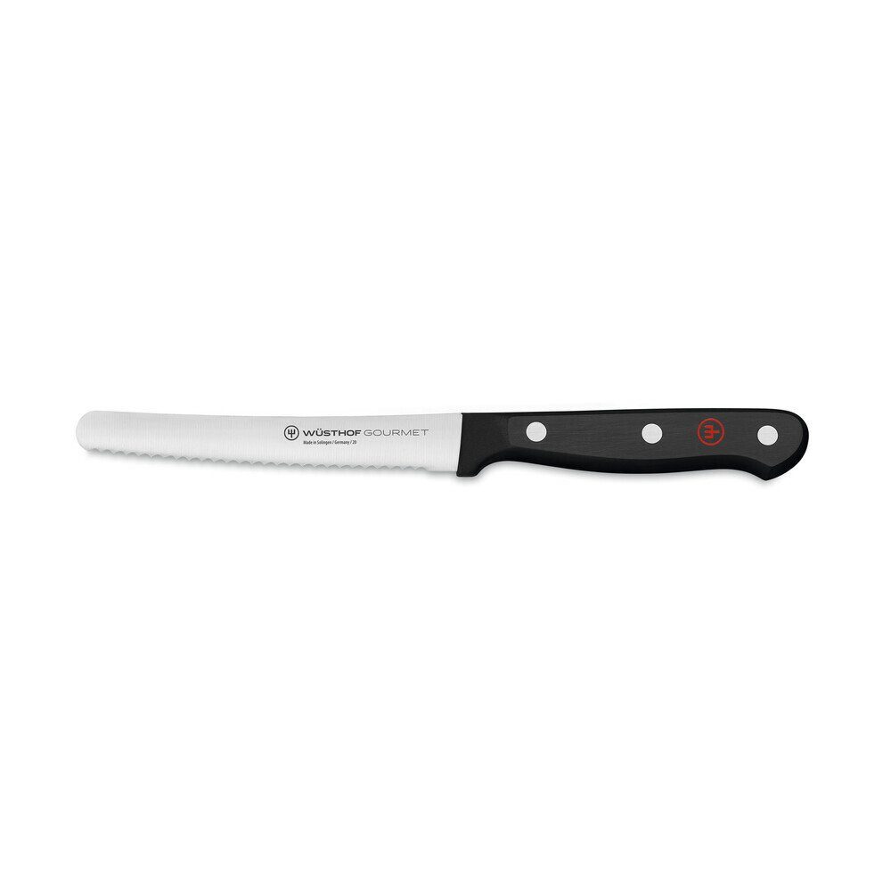 WÜSTHOF Brötchenmesser Brötchenmesser 12 cm Gourmet schwarz, Brötchenmesser, 23,40cm, Spezialkunststoff, schwarz