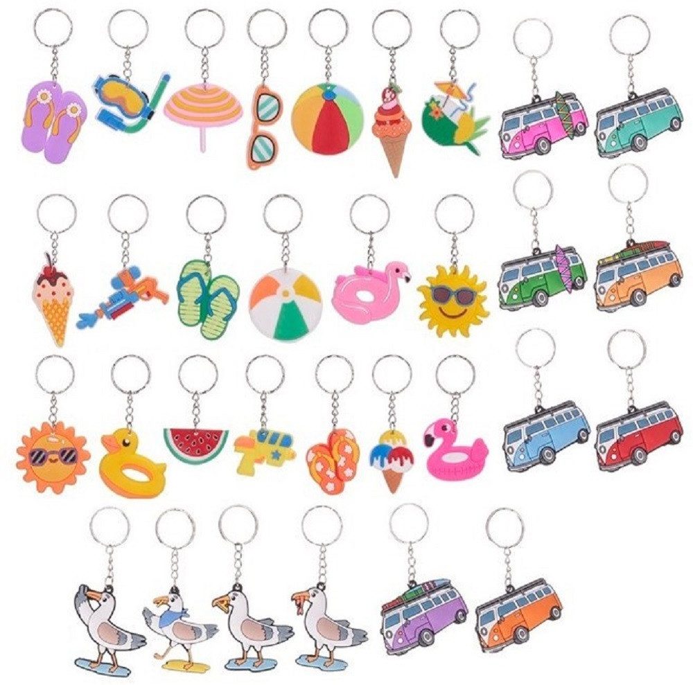 Whitehouse Leisure International Ltd Schlüsselanhänger Schlüsselanhänger Kinder Mini Anhänger keychain Flip Flop lila, Schlüsselanhänger Seaside Pool Geschenk für Mädchen und Jungen 4 cm