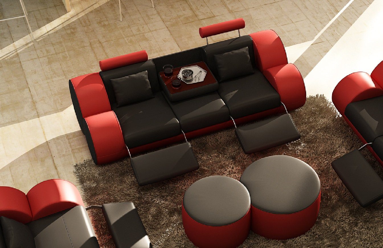 JVmoebel Sofa 3 Sitzer Multifunktion Designer Leder Couch Polster Sofas Couchen, Made in Europe