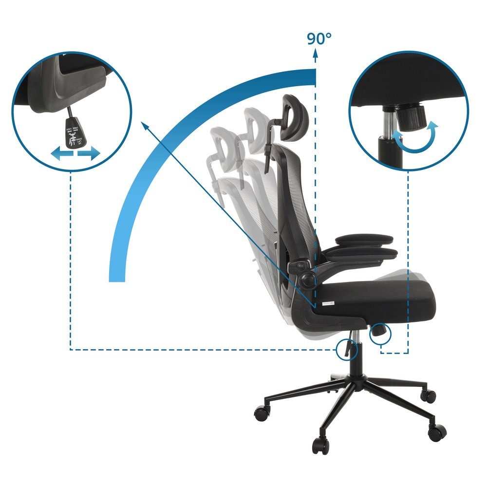 hjh Profi Drehstuhl OFFICE ergonomisch Schreibtischstuhl St), (1 ARIGANO Stoff/Netzstoff Bürostuhl