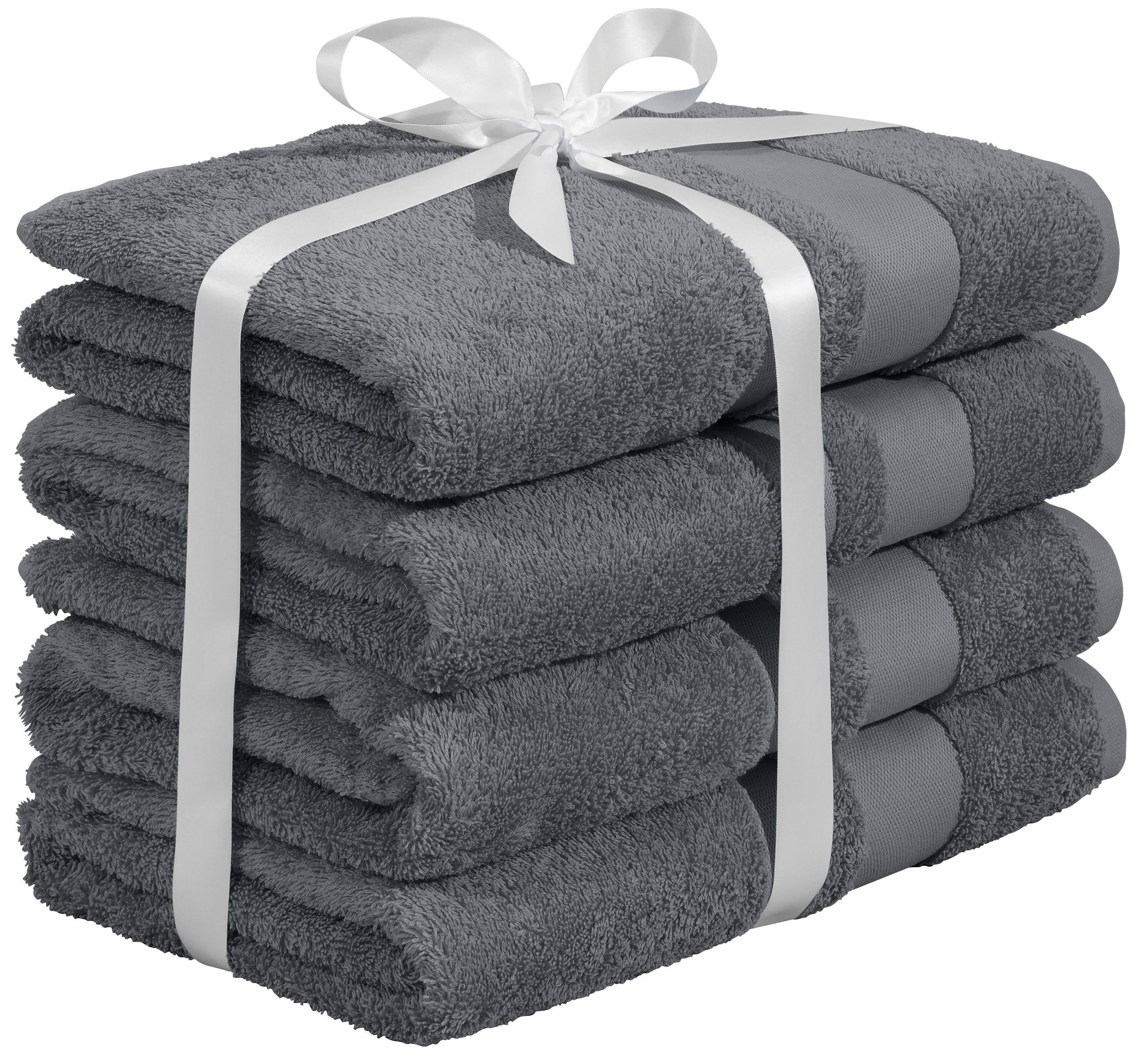 OTTO home Duschtücher Vanessa, 4 Duschtücher, 70x140cm, in Standard- und Premium-Qualität, Walkfrottee (Set, 4-St), Handtücher mit Bordüre, 100% Baumwolle, einfarbig, weich