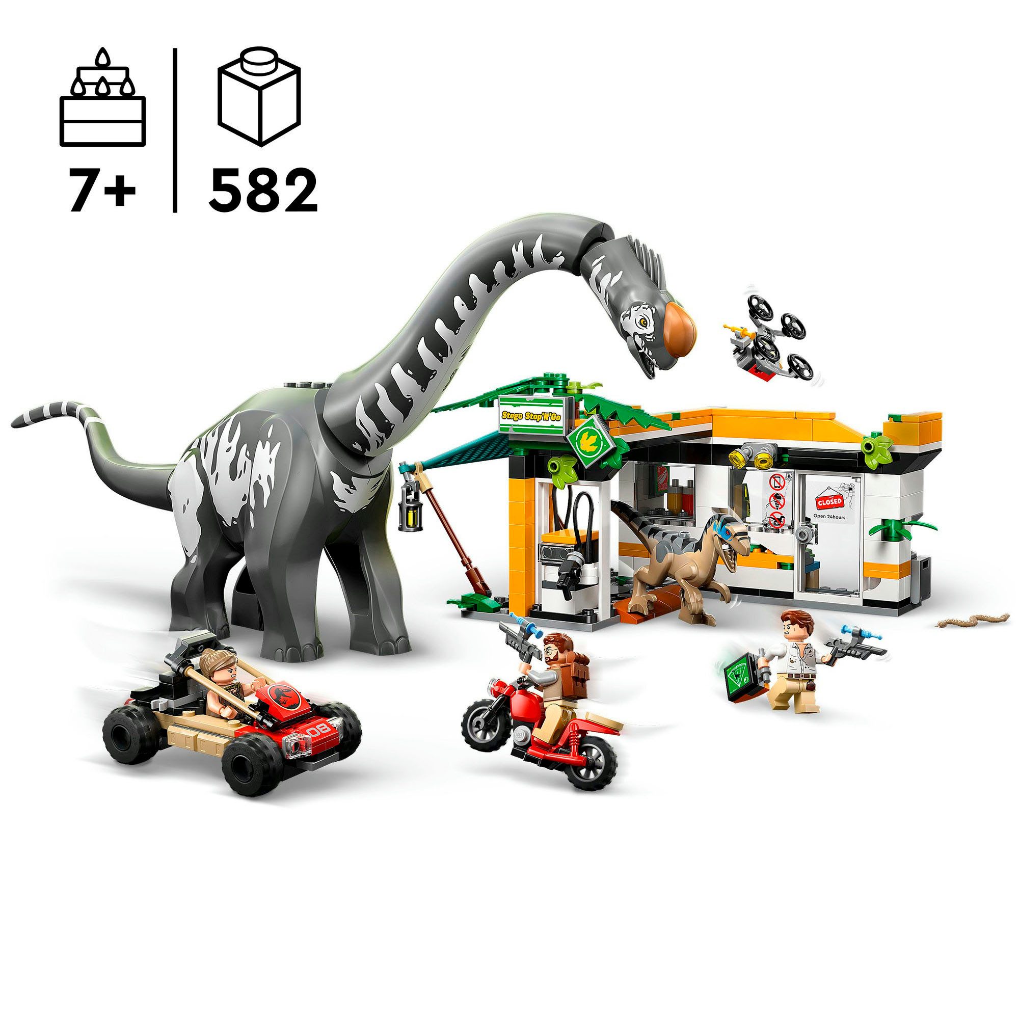 LEGO® Raptor & Titanosaurus: Große Fährtensuche (76973), LEGO Jurassic World Konstruktionsspielsteine, (582 St), Made in Europe