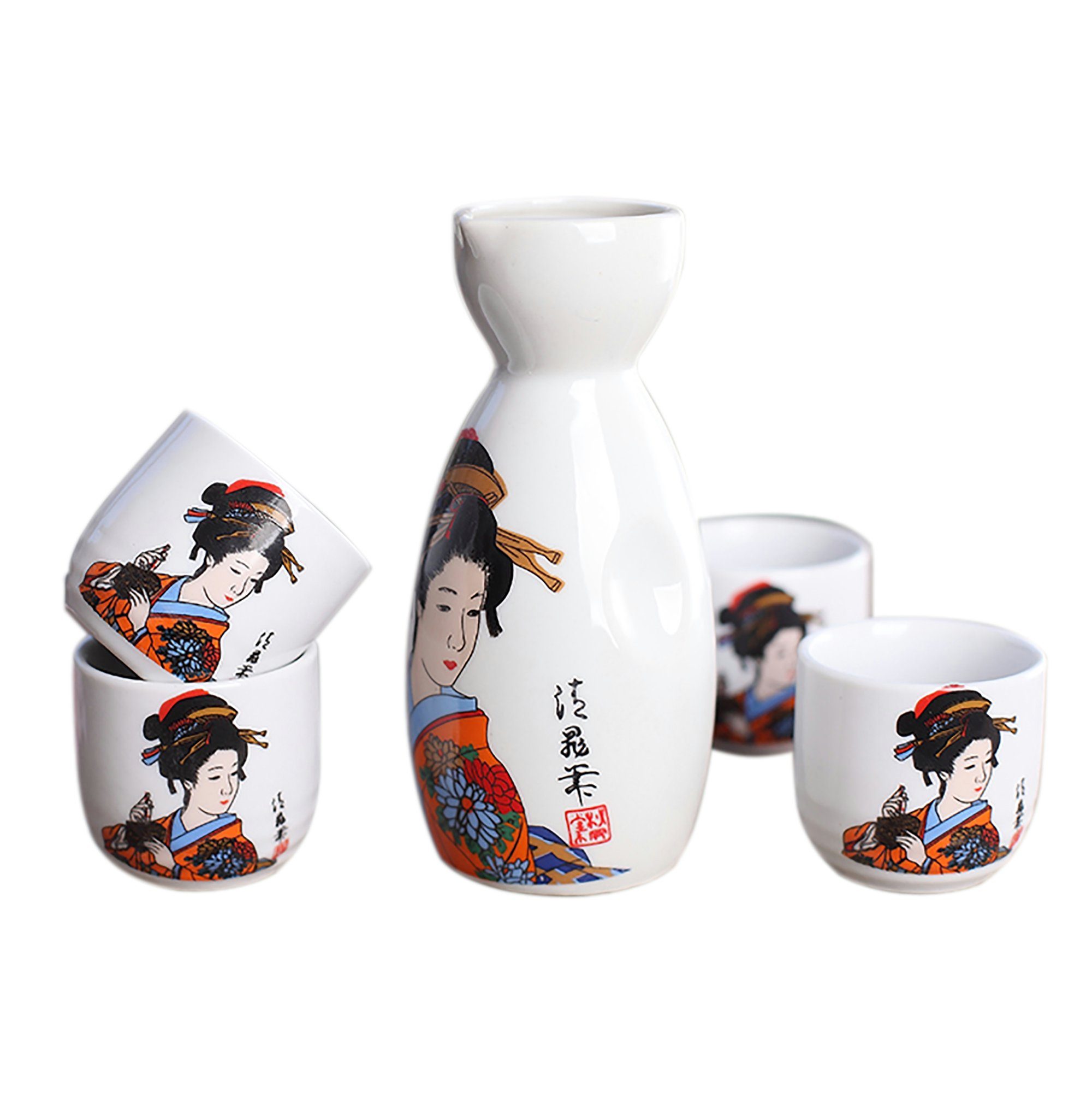 Panbado Gläser-Set, Porzellan, 5-teilig Sake Set aus Porzellan
