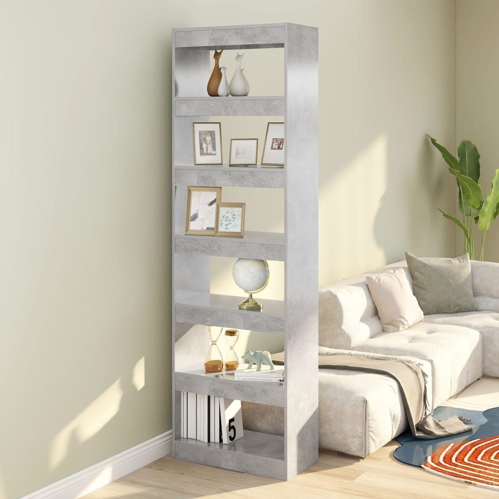 furnicato Bücherregal aus Holzwerkstoff 60x30x198 cm Betongrau, 1-tlg.