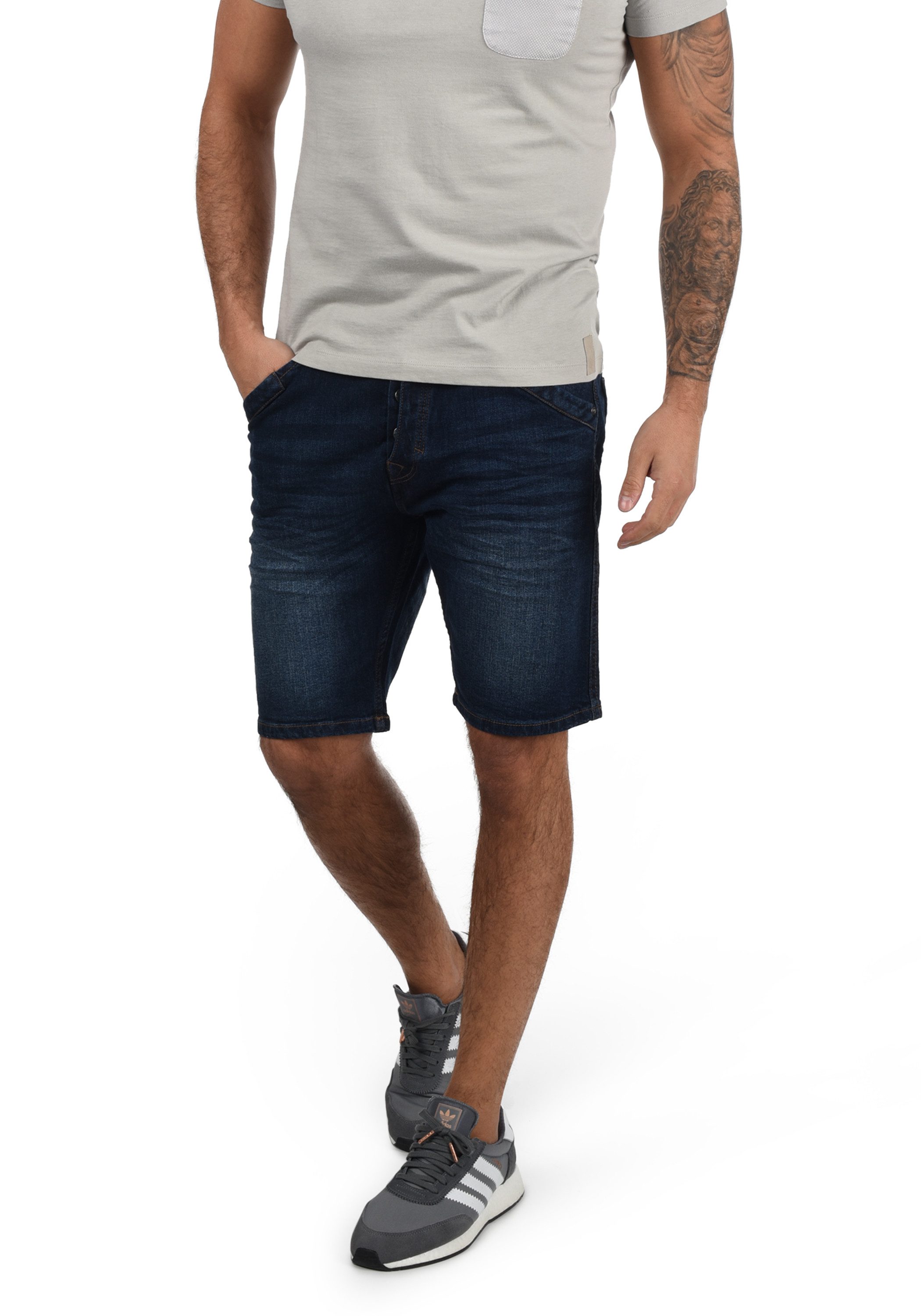 Indicode Jeansshorts IDAlessio Kurze Hose im Knitterfalten-Look