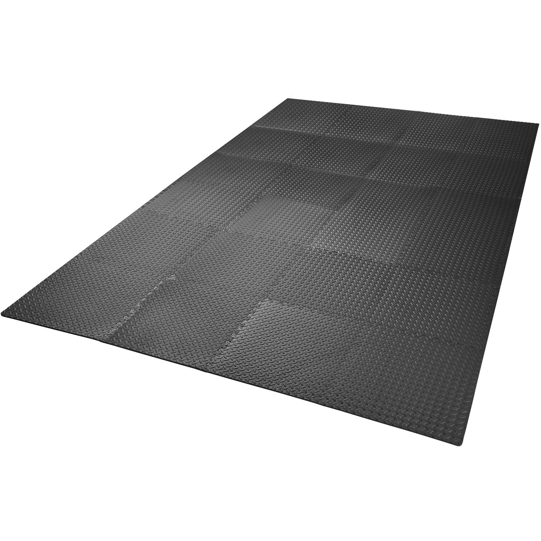 24er Randstücken tectake schwarz Bodenschutzmatte mit 24-tlg., Bodenschutzmatte 48 Set