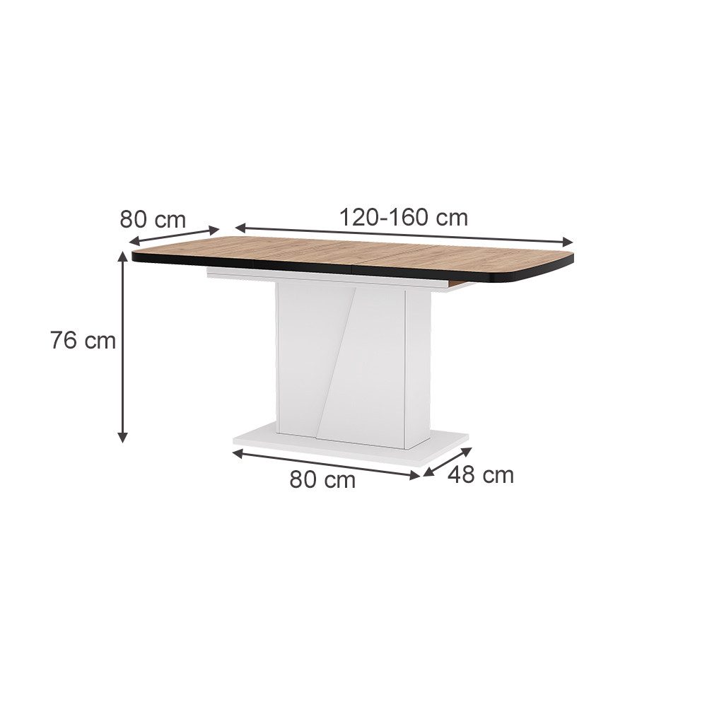 Vicco Esstisch Fenaro, Schwarz/Goldkraft Eiche/Weiß, 120 günstig online kaufen