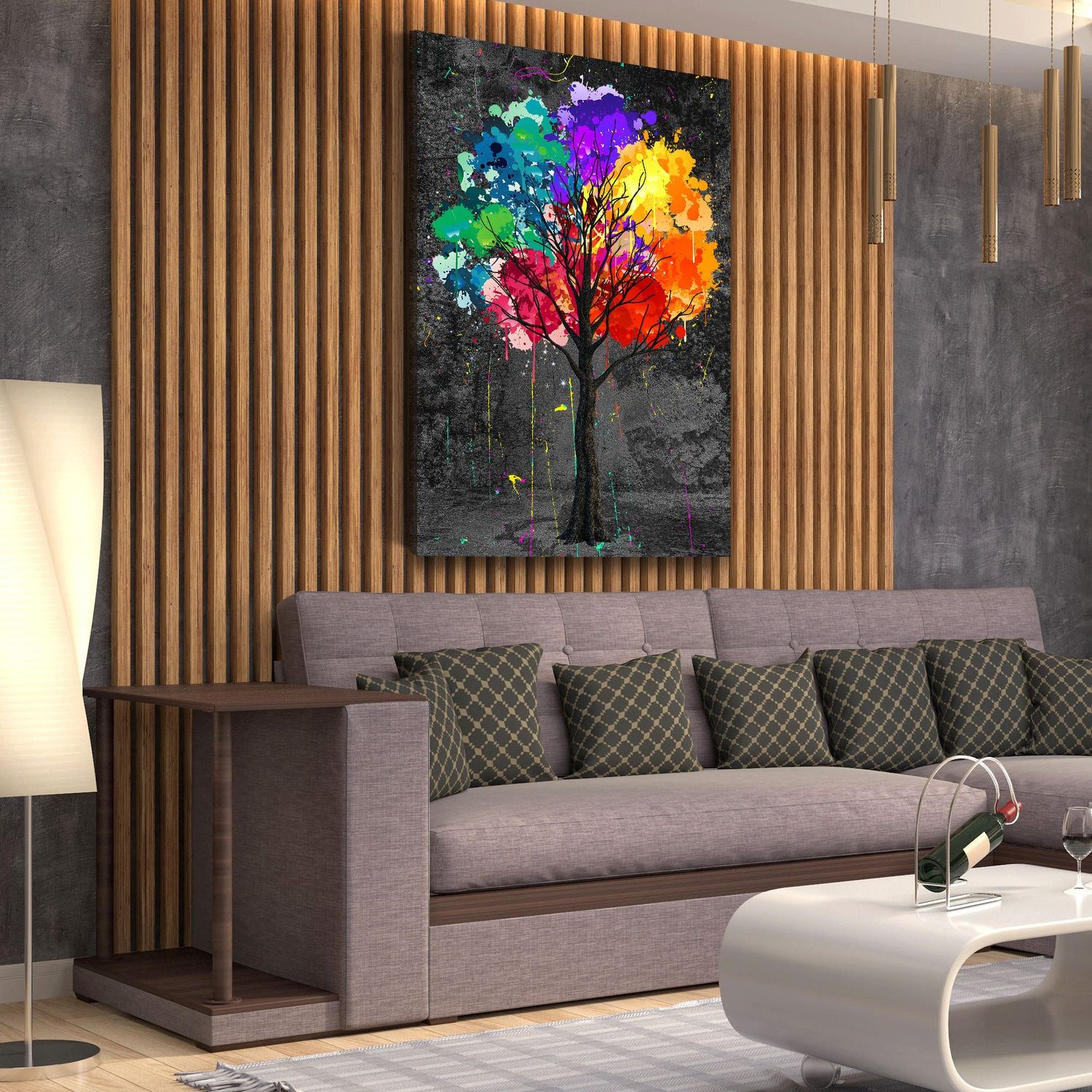 Artedinoi Leinwandbild Abstrakt Pop Art Baum Wandbild Leinwandbild Kunstdruck XXL Deko, Baum, abstrakt