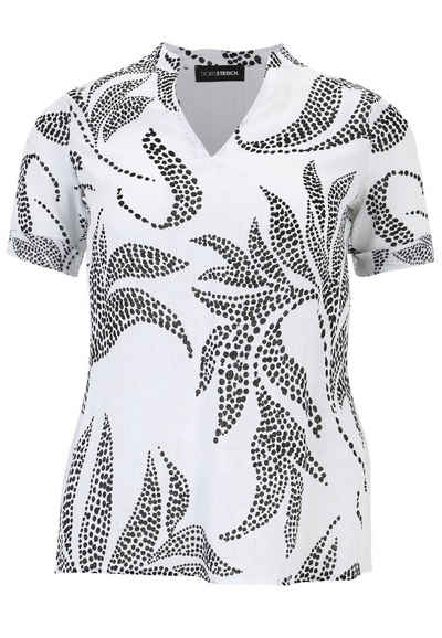 Doris Streich Klassische Bluse Leinenbluse mit Blätter-Print mit modernem Design