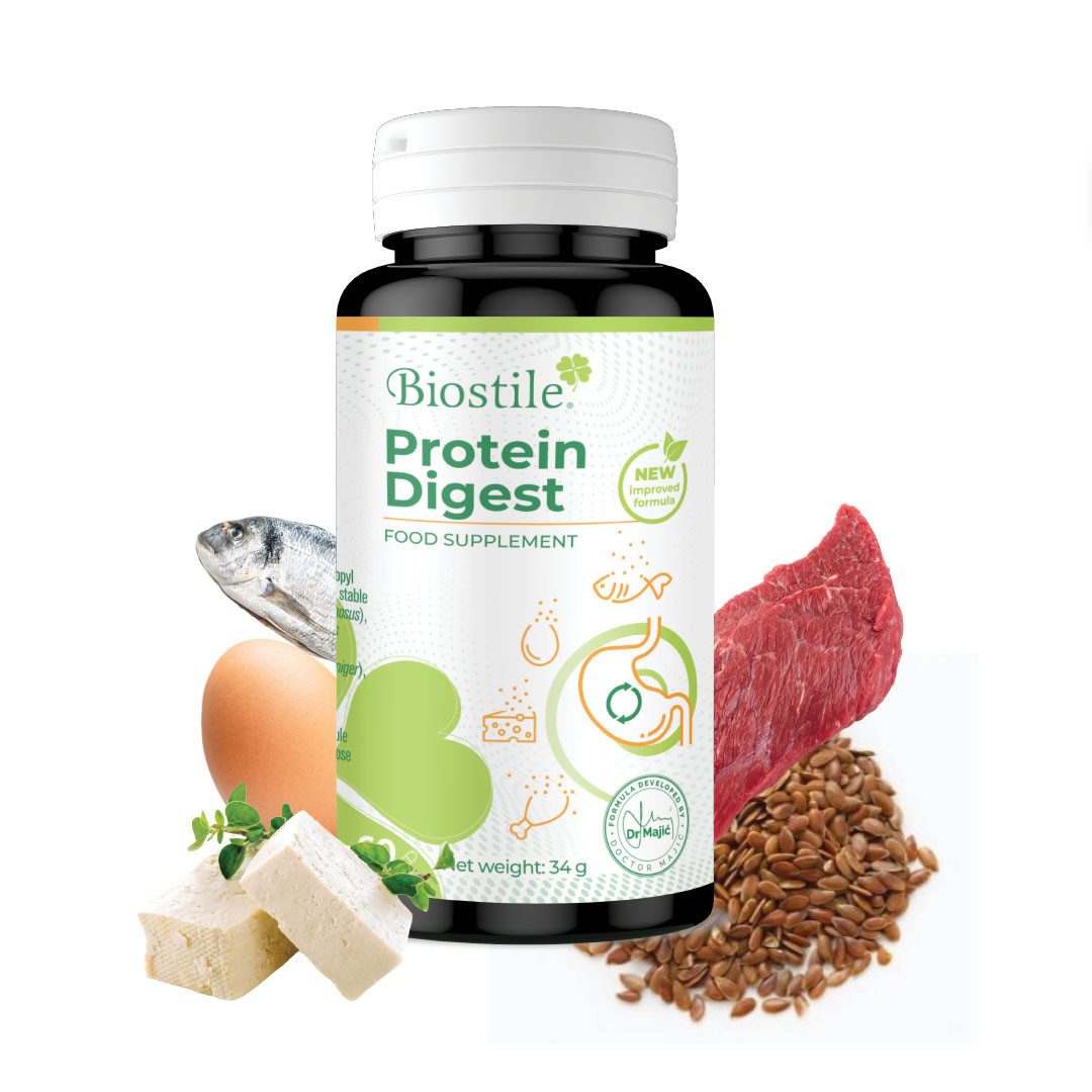 Biostile Protein Digest Enzym Komplex mit Protease - Kapseln, 34 g, Mit Bromelain, Papain, Laktase und Zink, 60 Kapseln