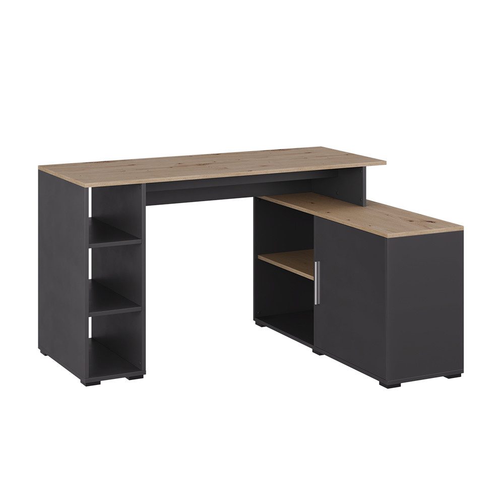 Vicco Eckschreibtisch Rudy, Anthrazit/Artisan, 135 x 110 cm mit Regalen (1- günstig online kaufen