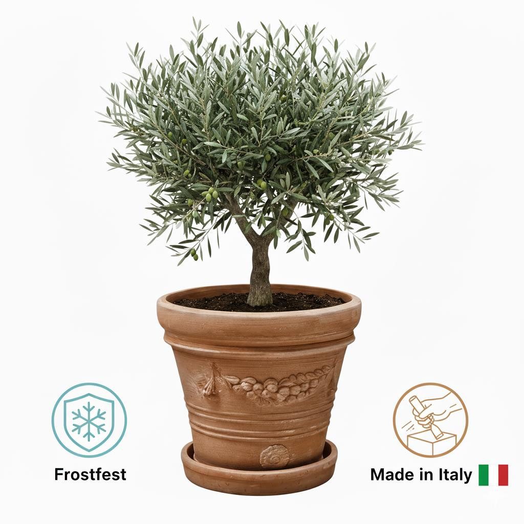 Teramico Pflanzkübel Terrakotta "Doppio Bordo Festonato" 30cm, 100% Frostfe günstig online kaufen