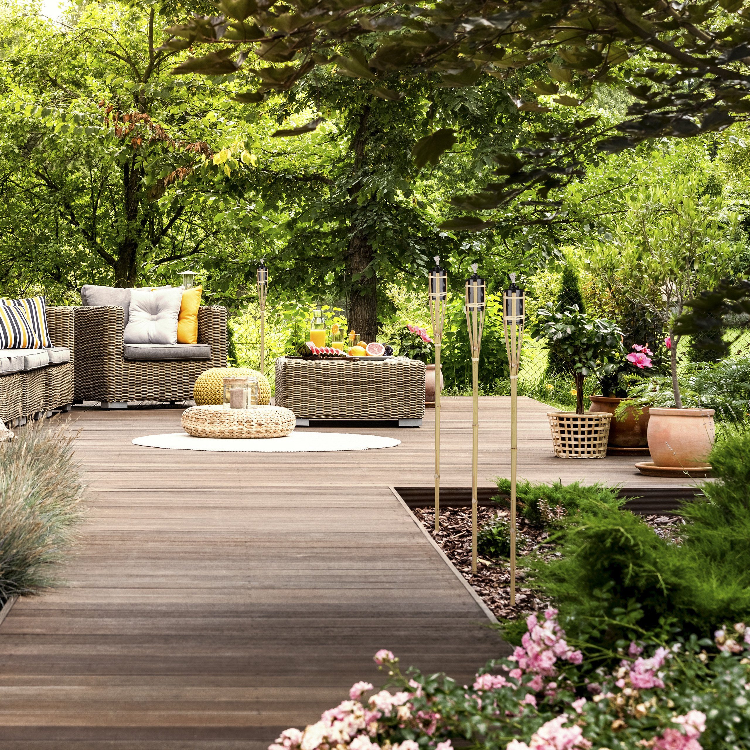 relaxdays Gartenfackel Bambus 10er Set
