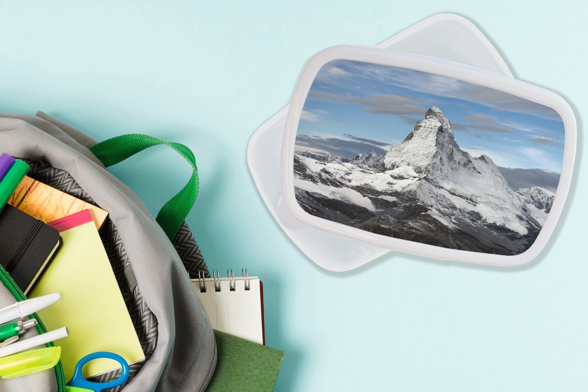 für und dem in und Wolken Schweiz, Mädchen Kunststoff, weiß Matterhorn Kinder Brotdose, Jungs Brotbox (2-tlg), für MuchoWow Erwachsene, über der Lunchbox