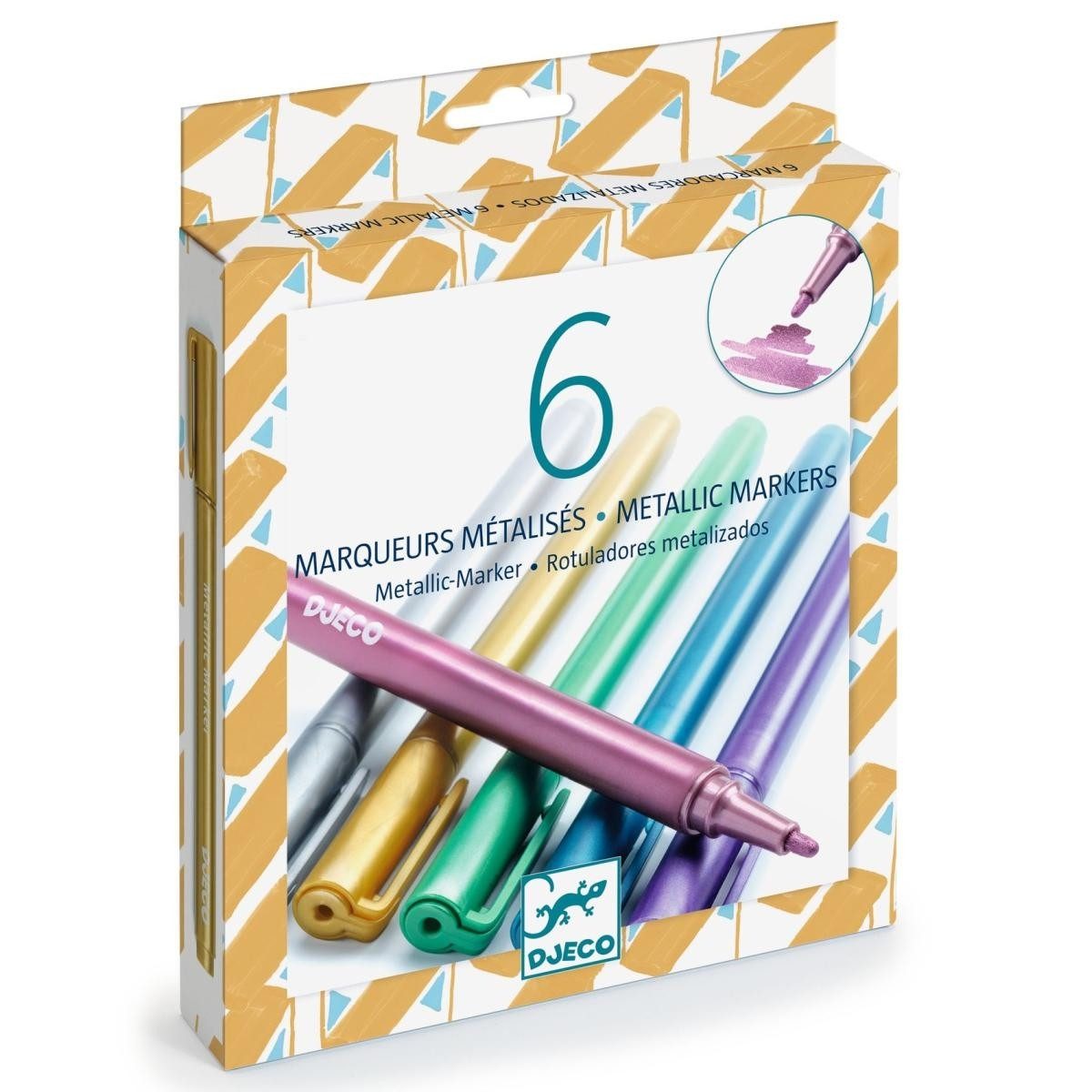 DJECO Kreativset Farben: 6 Metallic Marker Malset für Kinder