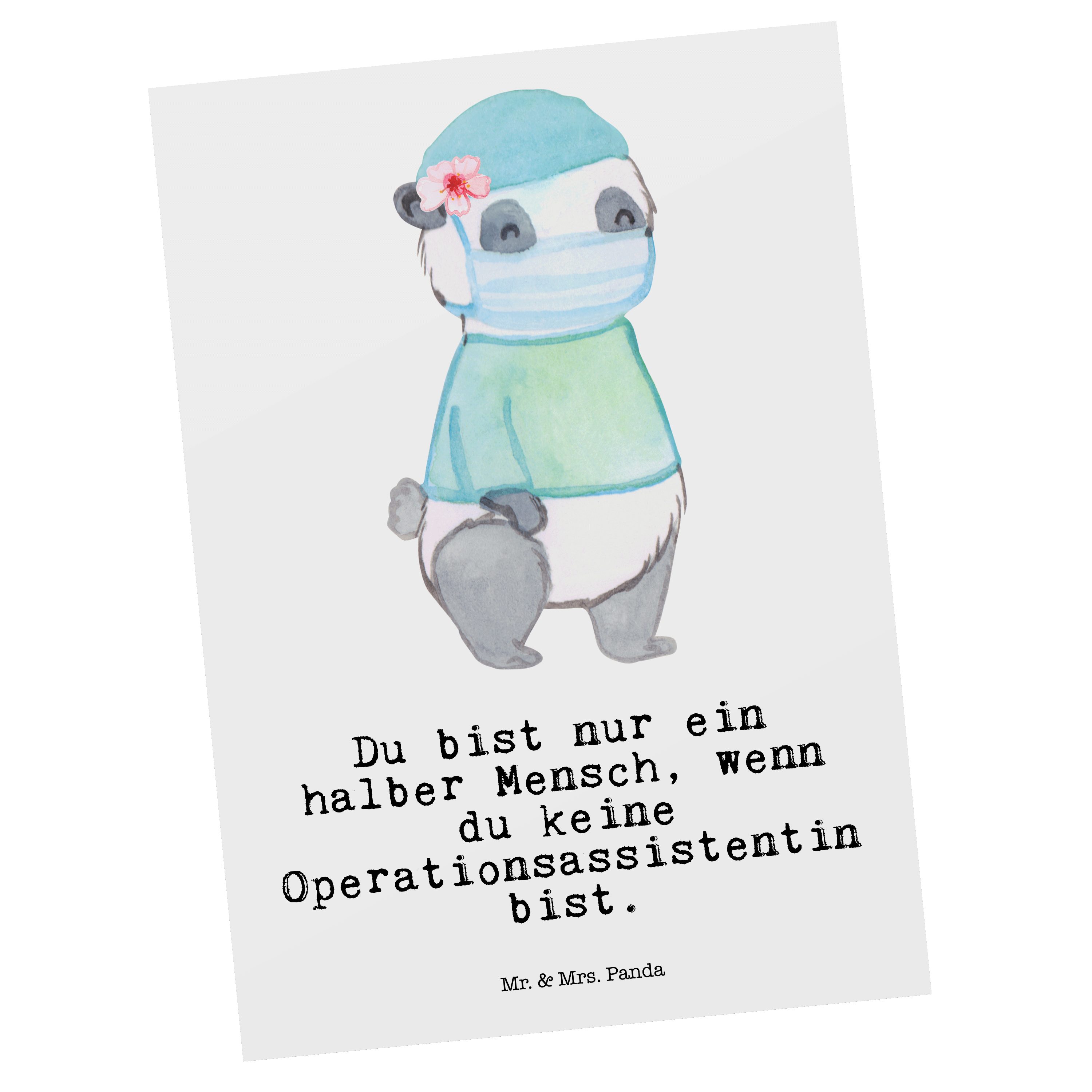 Mr. & Mrs. Panda - Geschenk, Operationsassistentin - mit Weiß Dankeschön Firma, Herz Postkarte