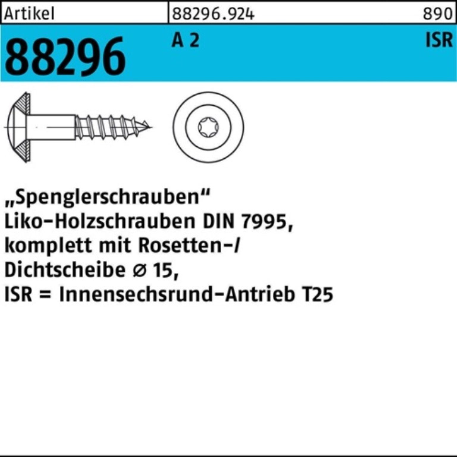 ISR 88296 35 Spenglerschraube Dichtscheibe -15 LIKO Reyher R 200er 4,5x Pack Spenglerschraube