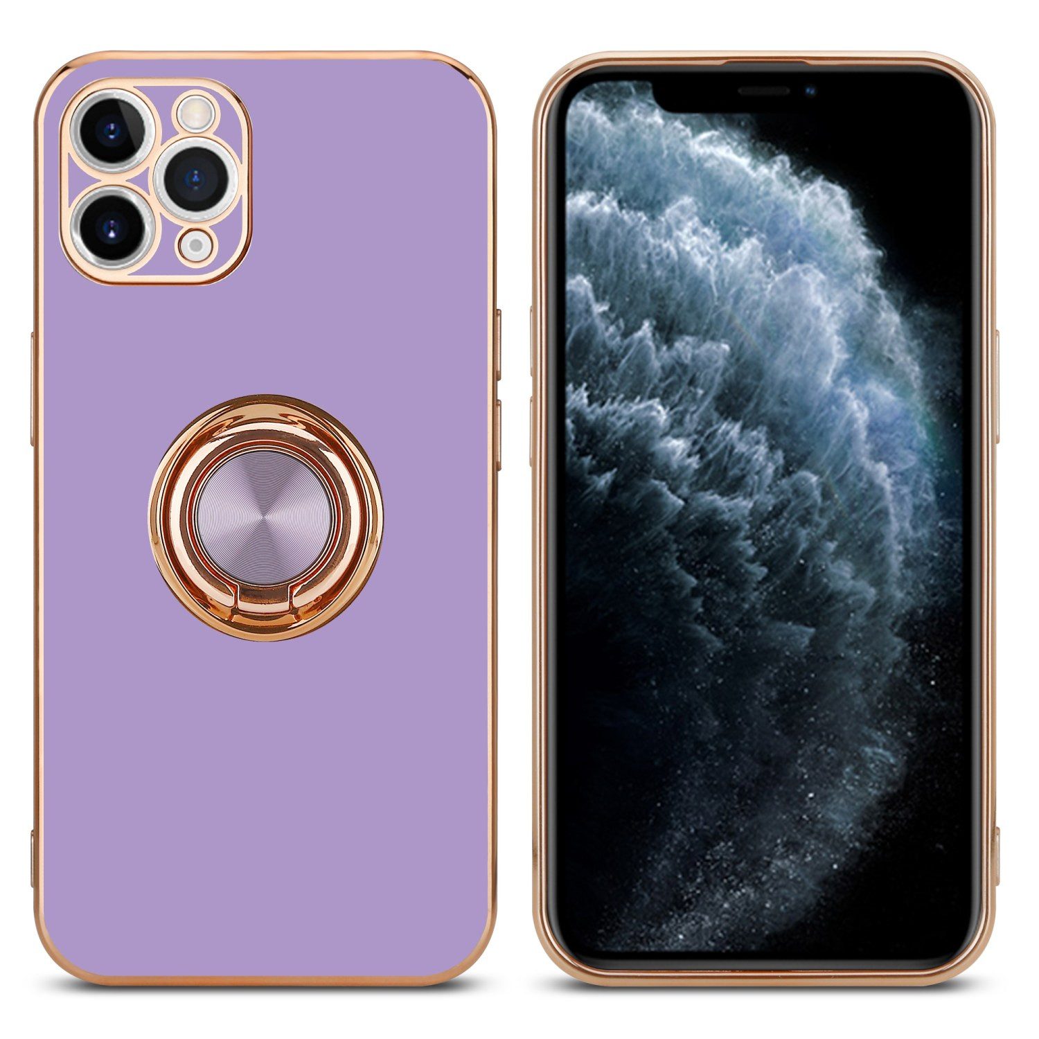 Cadorabo Handyhülle für iPhone 11 PRO MAX Hülle Apple iPhone 11 PRO MAX, Schutzhülle - TPU Silikon Hülle - mit Kameraschutz und Ring
