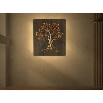 WohndesignPlus LED-Bild LED-Wandbild "Olivenbaum" 70cm x 80cm mit Akku/Batterie, Natur, DIMMBAR! Viele Größen und verschiedene Dekore sind möglich.