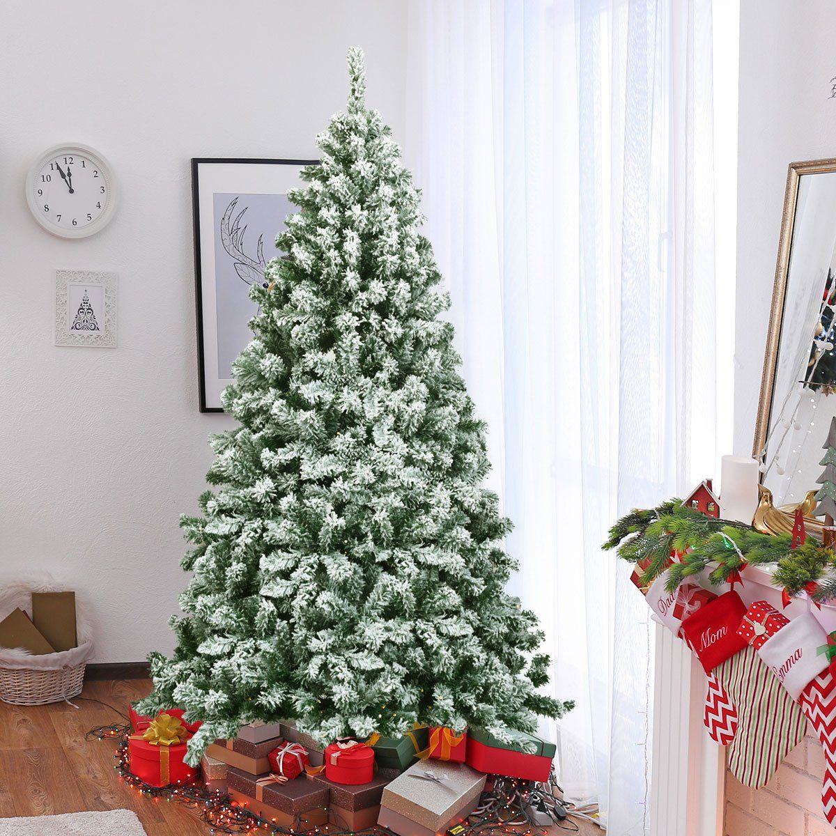 COSTWAY Künstlicher Weihnachtsbaum, 180cm, mit 928 PVC Schnee Nadeln