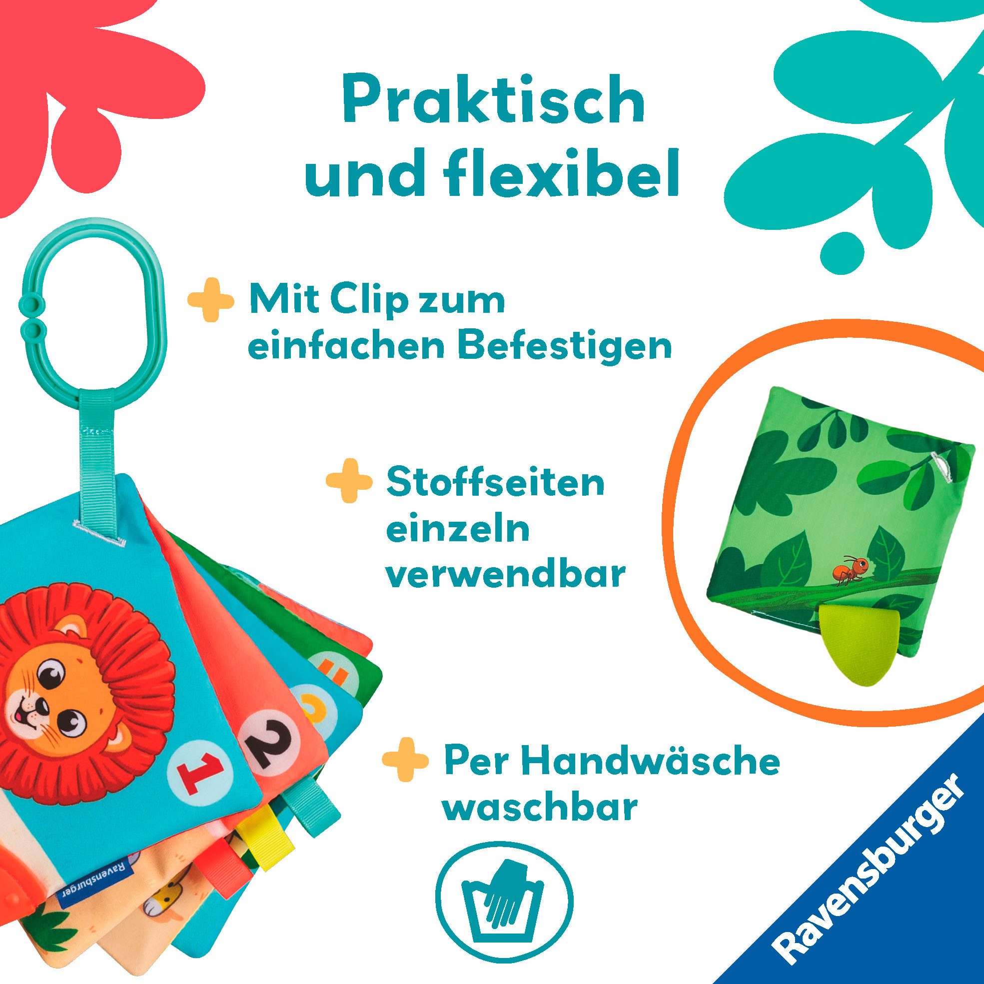 Ravensburger Greifspielzeug Play+ Mein allererstes Spielbuch: Zahlen und Farben (Stoffbuch)