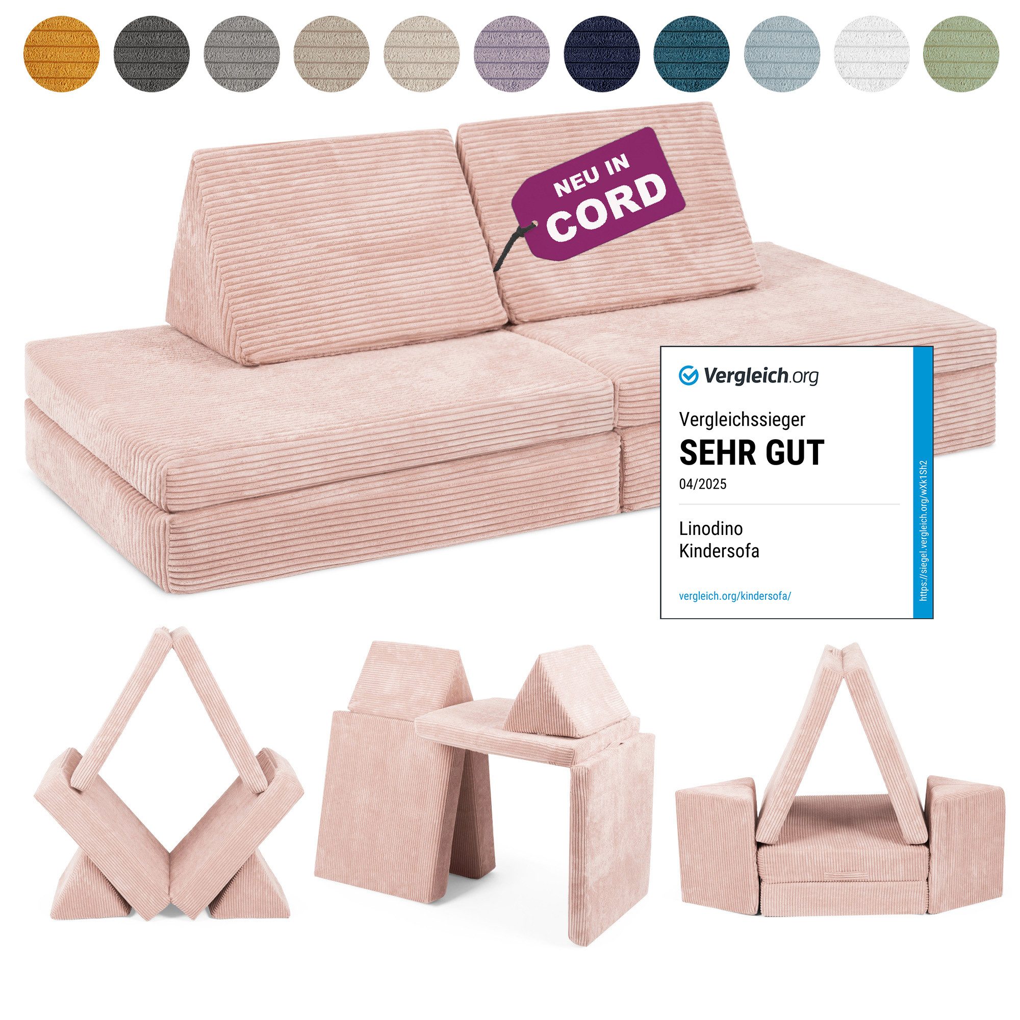 Linodino Kindersofa Spielsofa I aus Schaumstoff Bausteine I Spielcouch für günstig online kaufen