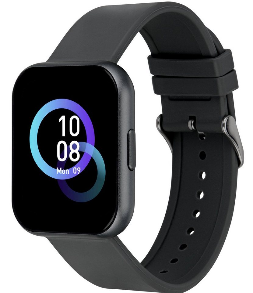 XCOAST IVE 2 Anthrazit Fitnesstracker und Smartwatch (BxLxH: 3,8x4,4x1,1 cm/Farb-Touchdisplay 1,69 Zoll, iOS und Android), 3-tlg., 70 verschiedene Ziffernblätter, Nachrichtenanzeige, Blutdruck, Puls, Blutsauerstoff, Kalorien, 21 Sportmodi, Schlafmonitor