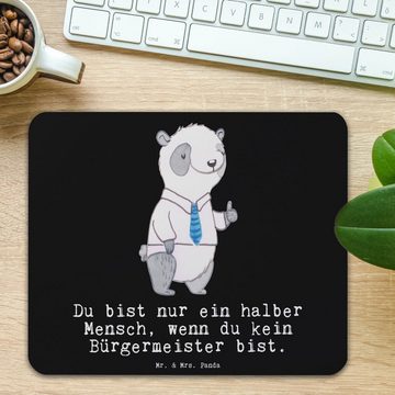Mr. & Mrs. Panda Mauspad Bürgermeister Herz - Schwarz - Geschenk, Einzigartiges Mauspad, Mausp (1-St), Made in Germany