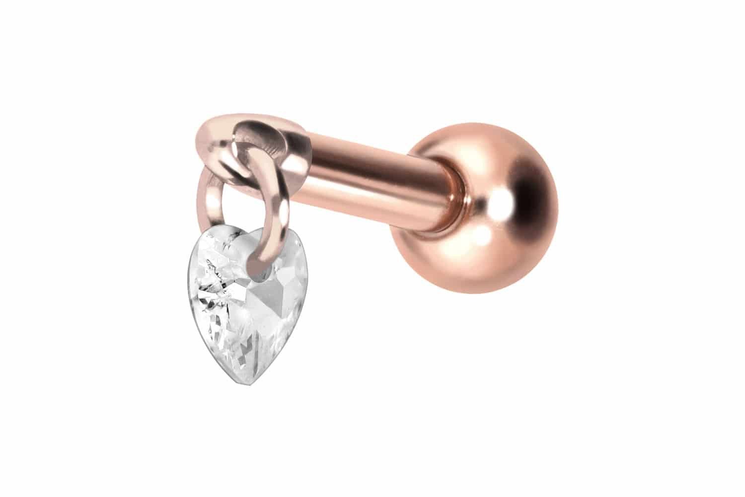 Piercing-Set Titan Ohrpiercing mit Innengewinde KRISTALLHERZ