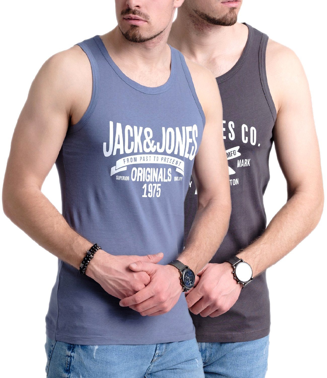 Jack & Jones Tanktop Bedrucktes Shirt aus Baumwolle (2er-Pack) mit Print