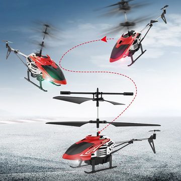 Kpaloft RC-Helikopter Ferngesteuerter Hubschrauber, 3.5-Kanal, RTF, 2,4GHz, mit LED Licht, Flugspielzeug, Höhe-Halten, rot, für Jungen, Erwachsene