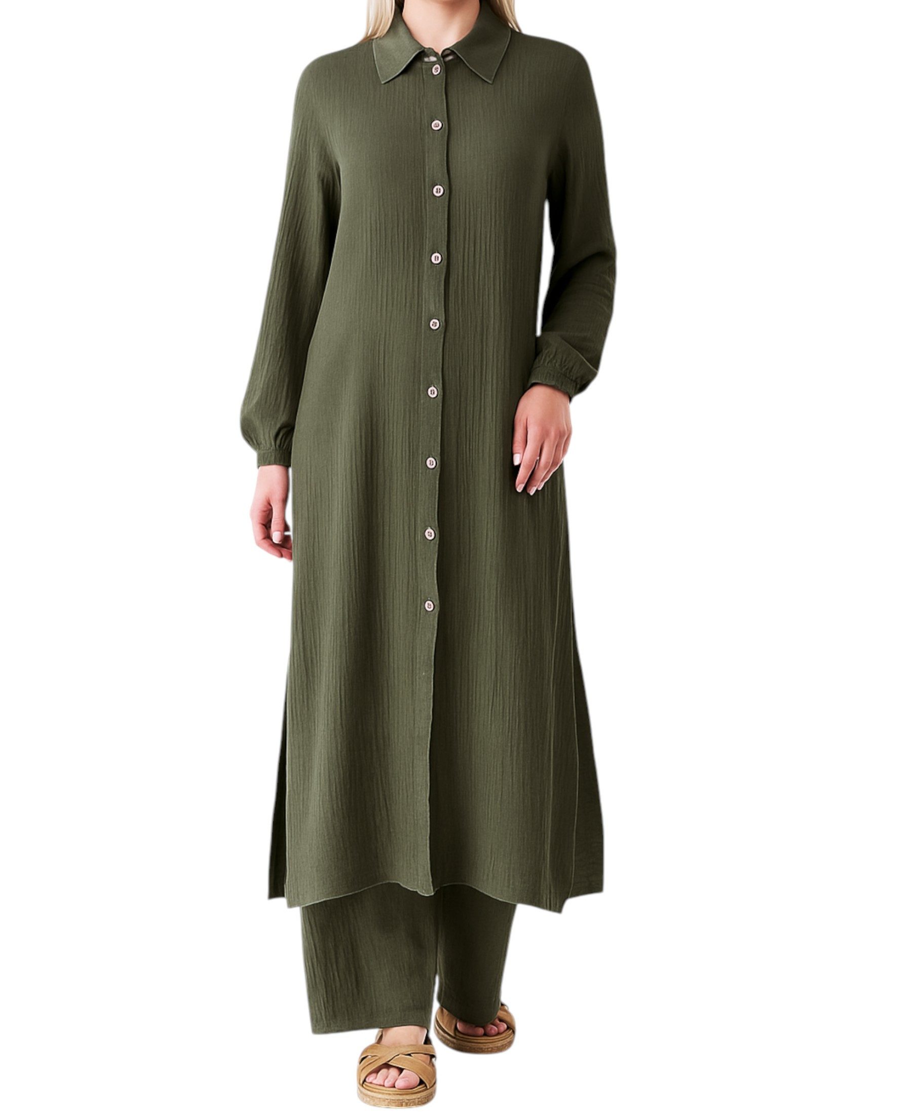 WENOR Longtunika Musselin 130cm lang Kokosknopf 100% Baumwolle Modest Look günstig online kaufen